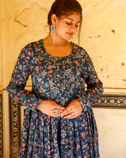 blue chikankari kurta for women