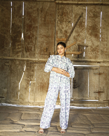 White Cambric Co-ord Set For Women