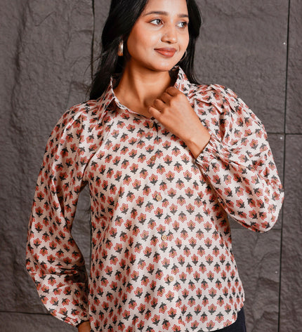 Women Relaxed White Floral Printed Casual Shirt