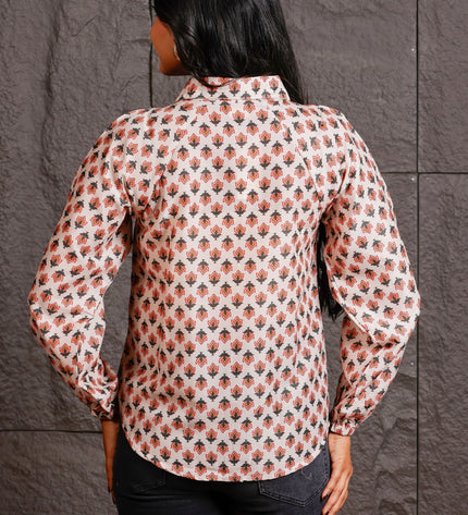 Women Relaxed White Floral Printed Casual Shirt
