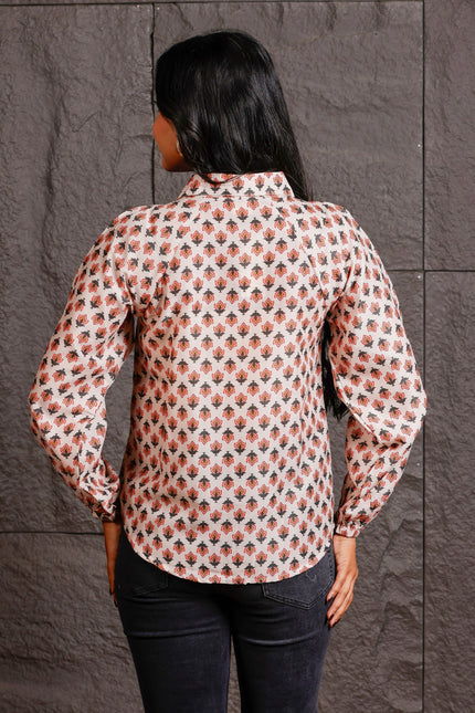 Women Relaxed White Floral Printed Casual Shirt