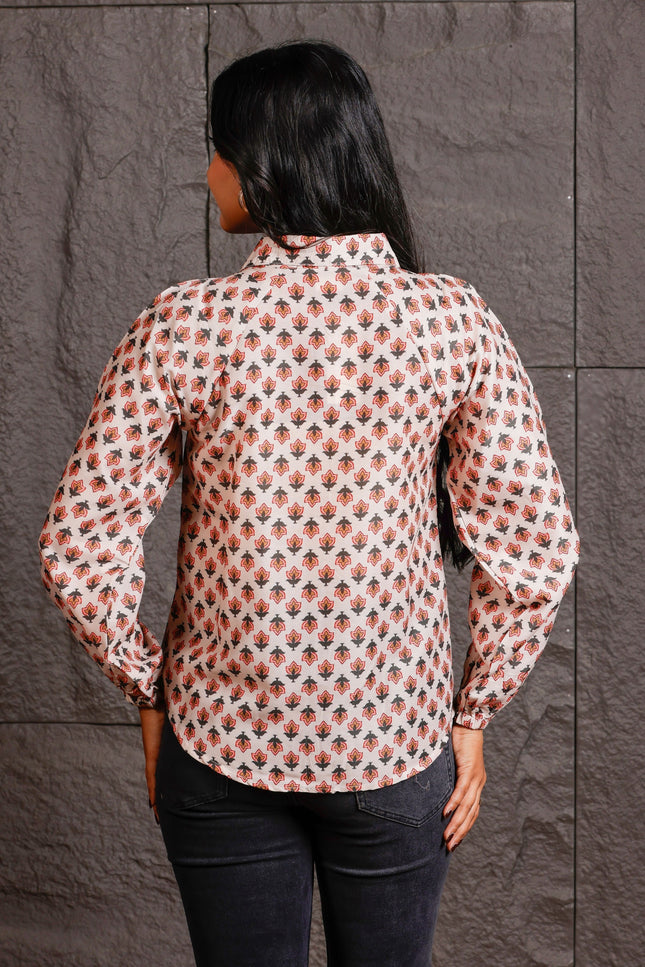 Women Relaxed White Floral Printed Casual Shirt