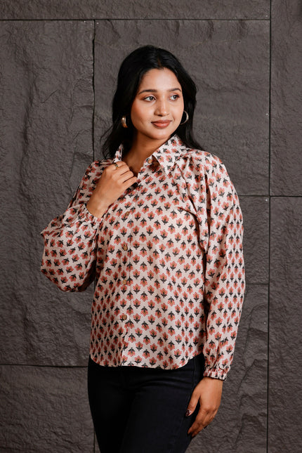 Women Relaxed White Floral Printed Casual Shirt