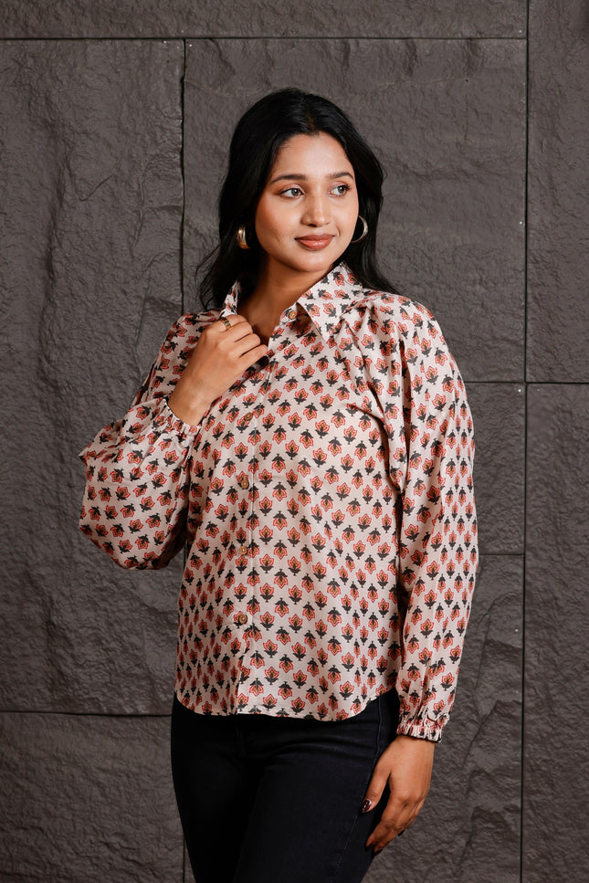 Women Relaxed White Floral Printed Casual Shirt