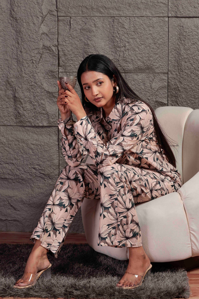 Beig Maslin Co-ord Set For Women