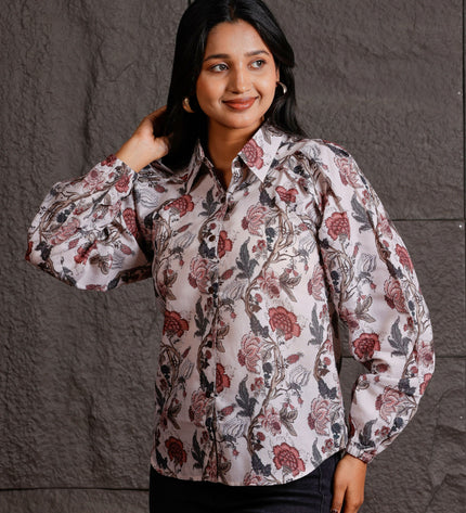 Beige Cambric Shirt For Women