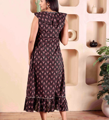 Black Cotton Dress For Women