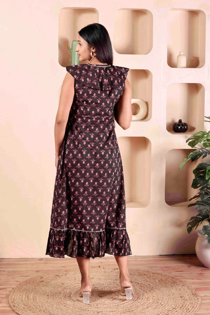 Black Cotton Dress For Women