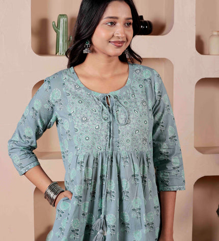Blue Cotton Kurti For Women