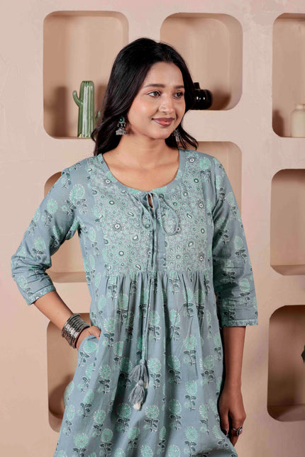 Blue Cotton Kurti For Women