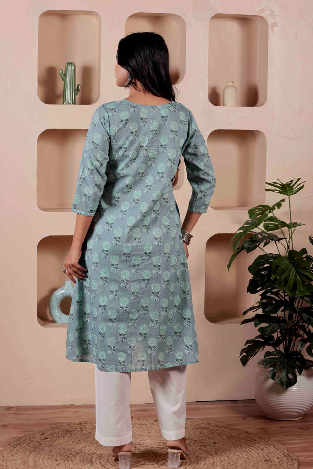 Blue Cotton Kurti For Women
