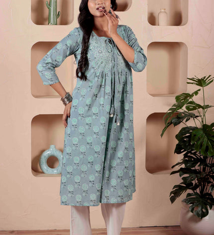 Blue Cotton Kurti For Women