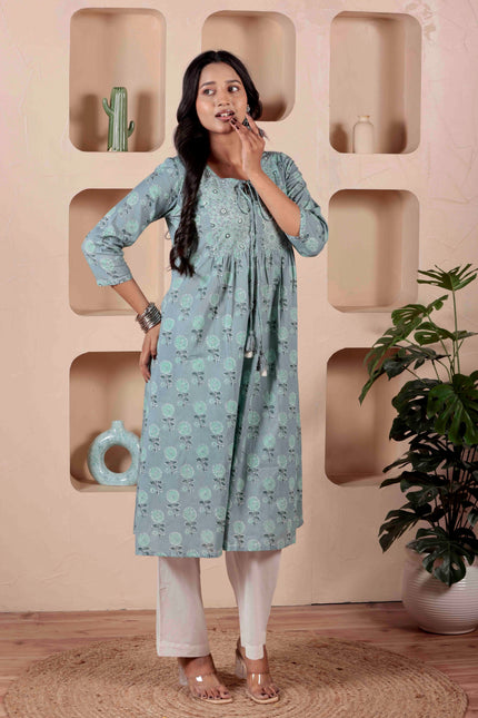 Blue Cotton Kurti For Women