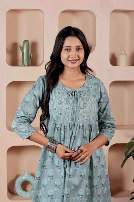 Blue Cotton Kurti For Women