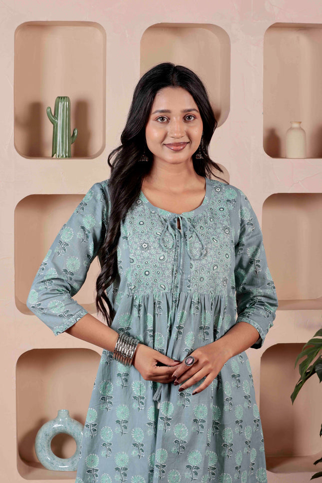 Blue Cotton Kurti For Women