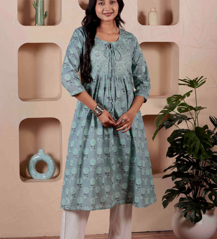 Blue Cotton Kurti For Women