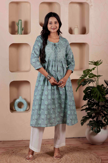 Blue Cotton Kurti For Women