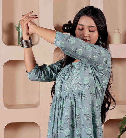 Blue Cotton Kurti For Women