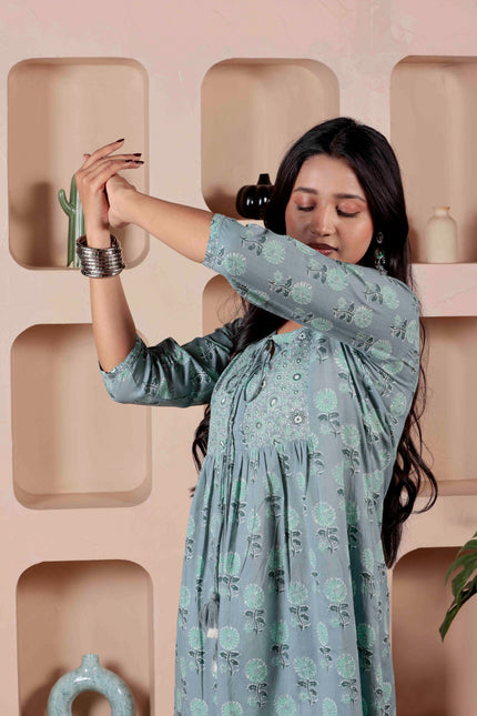 Blue Cotton Kurti For Women