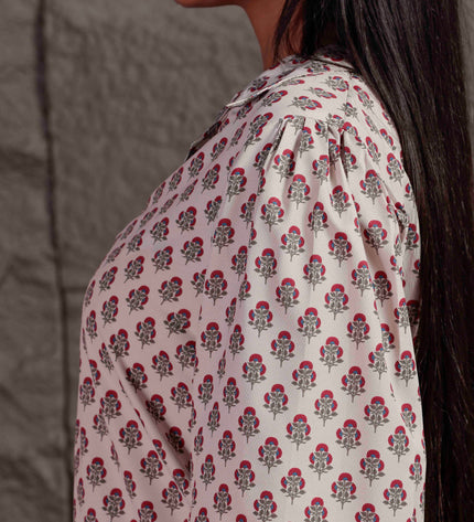 Cream Polycrepe Shirt For Women