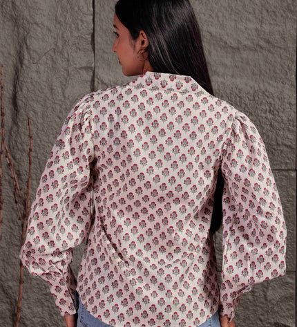 Cream Polycrepe Shirt For Women