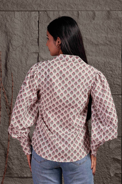 Cream Polycrepe Shirt For Women