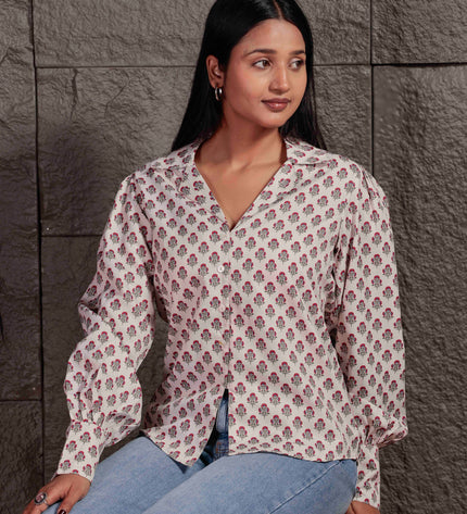 Cream Polycrepe Shirt For Women