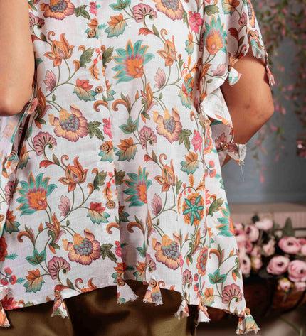 Floral Print Poly-Cotton Free Style Co-ord Set