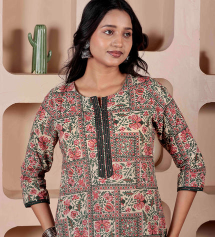Green Printed Kurta with Pyjamas With Dupatta