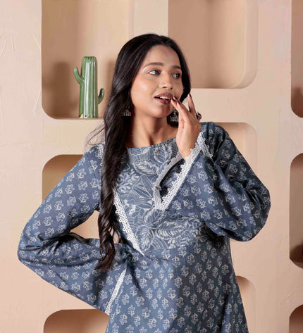 Grey Cotton Dress  For Women
