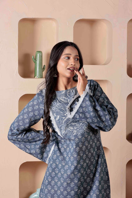 Grey Cotton Dress  For Women
