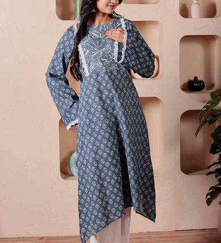 Grey Cotton Dress  For Women