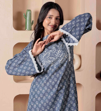 Grey Cotton Dress  For Women