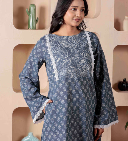 Grey Cotton Dress  For Women