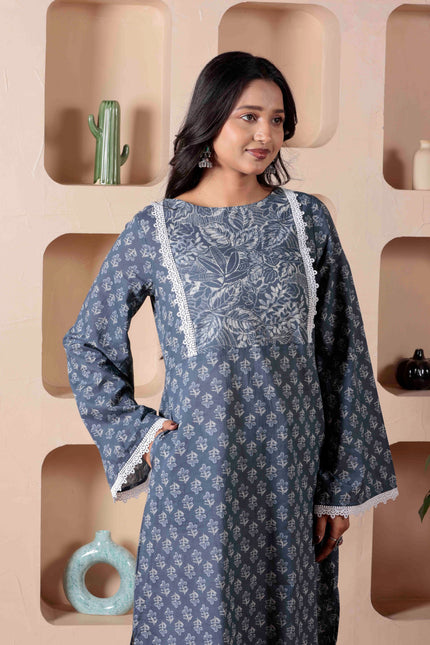 Grey Cotton Dress  For Women