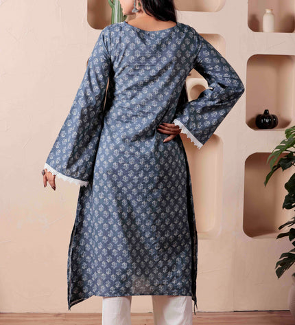 Grey Cotton Dress  For Women