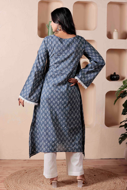 Grey Cotton Dress  For Women