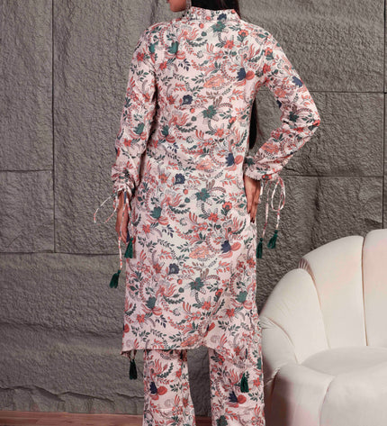 Multicolour Cambric Kurta Pant Set For Women
