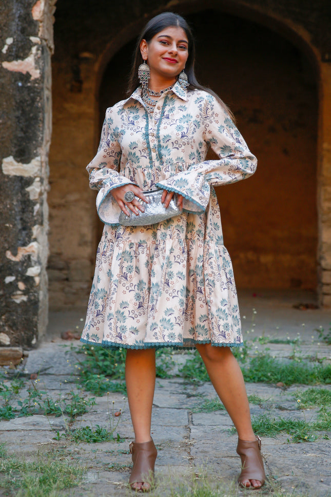 Beige Cambric Dress  For Women