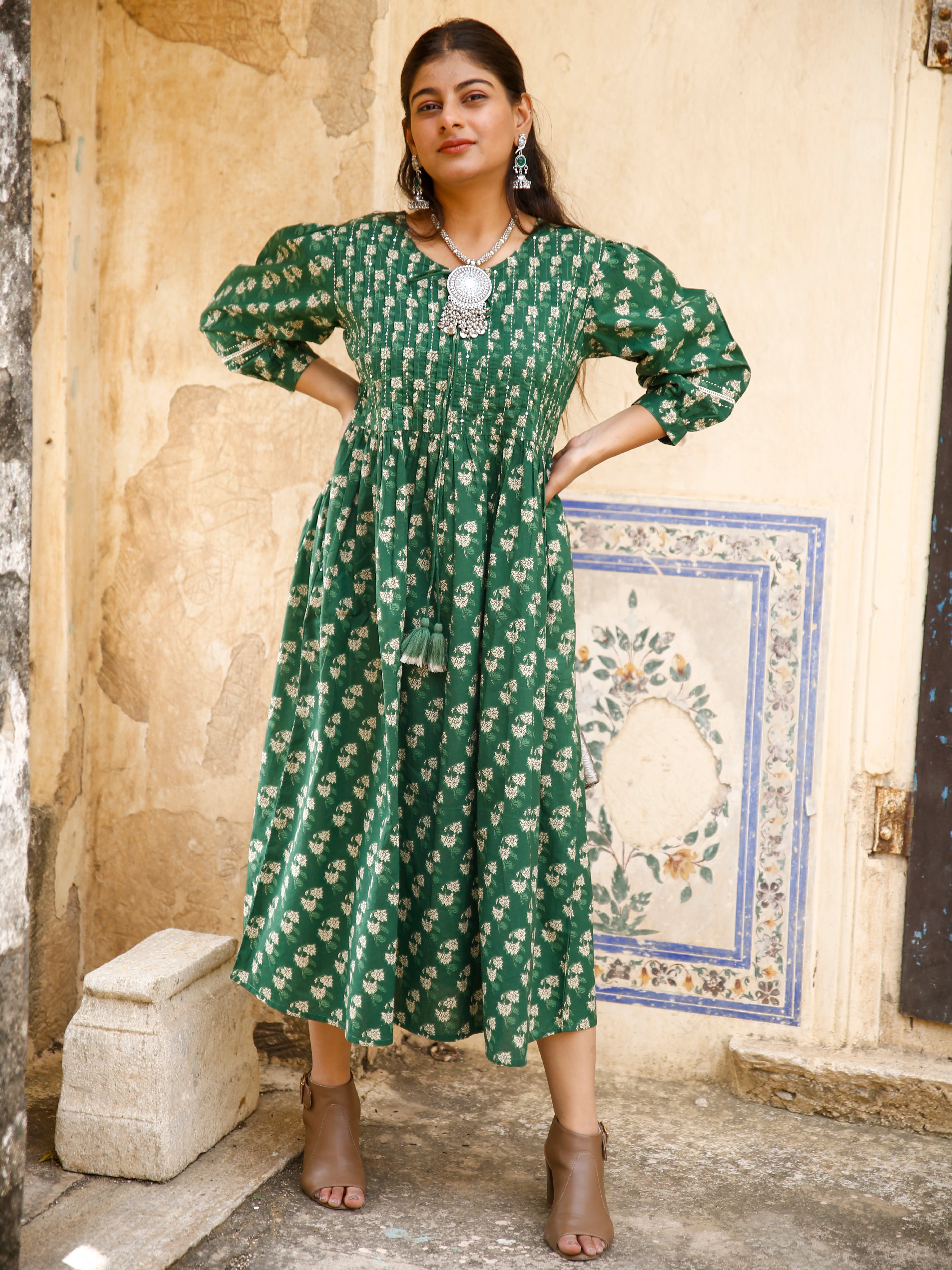 Pink Cotton Dress For Women