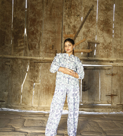 White Cambric Co-ord Set For Women