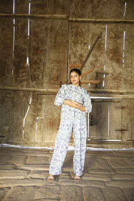 White Cambric Co-ord Set For Women