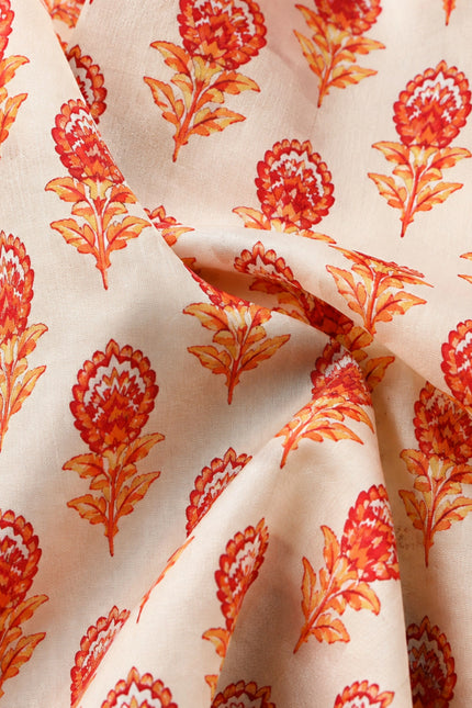 Men Orange Floral Printed Casual Shirt