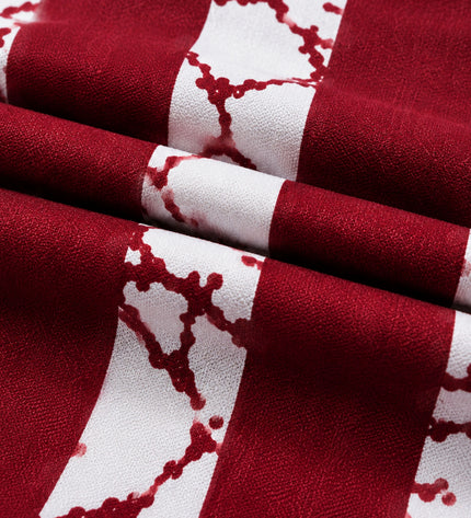 Men's Maroon & White Abstract Vertical Striped Casual Shirt