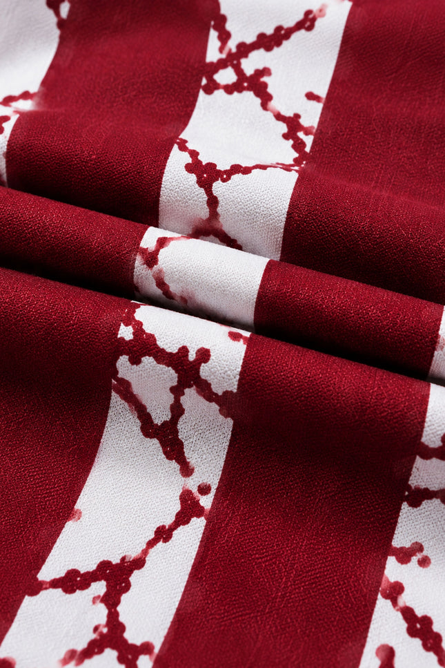 Men's Maroon & White Abstract Vertical Striped Casual Shirt