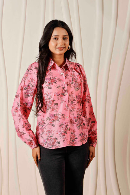 Pink Maslin Shirt For Women
