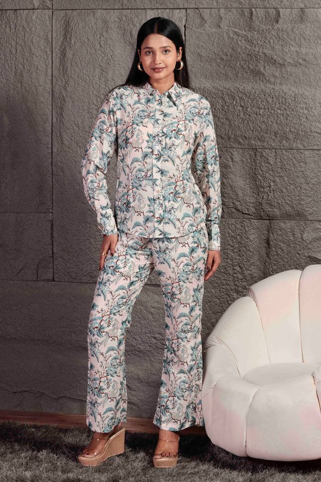White Maslin Co-ord Set For Women