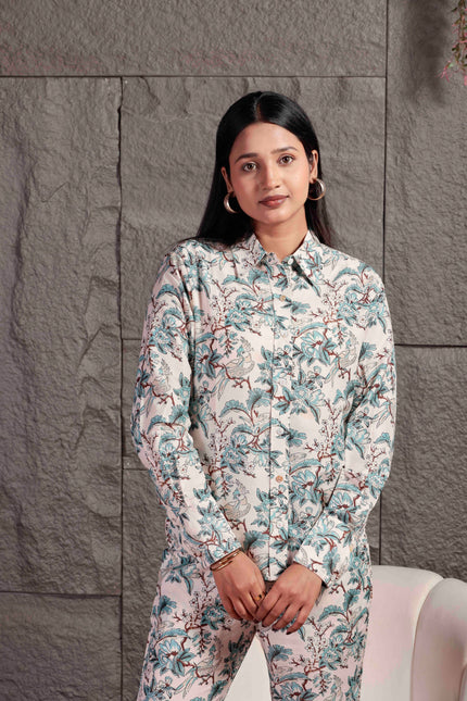 White Maslin Co-ord Set For Women