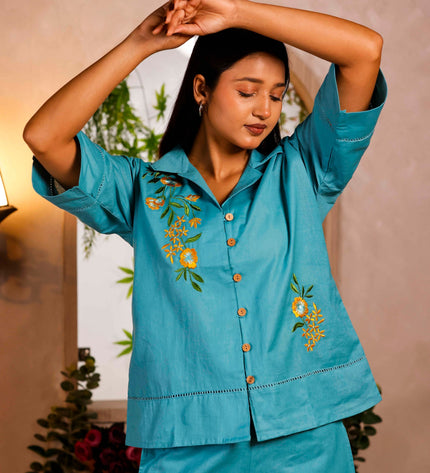 Women Blue Flex Co-ord Set