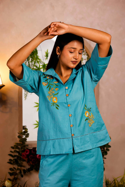 Women Blue Flex Co-ord Set